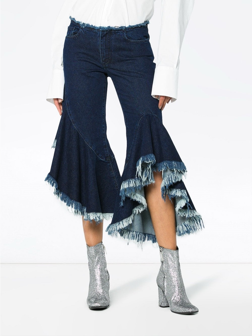 Marques Almeida Ruffle Frayed Designer Jeans Avant Garde NWT Size 6 ($1200)